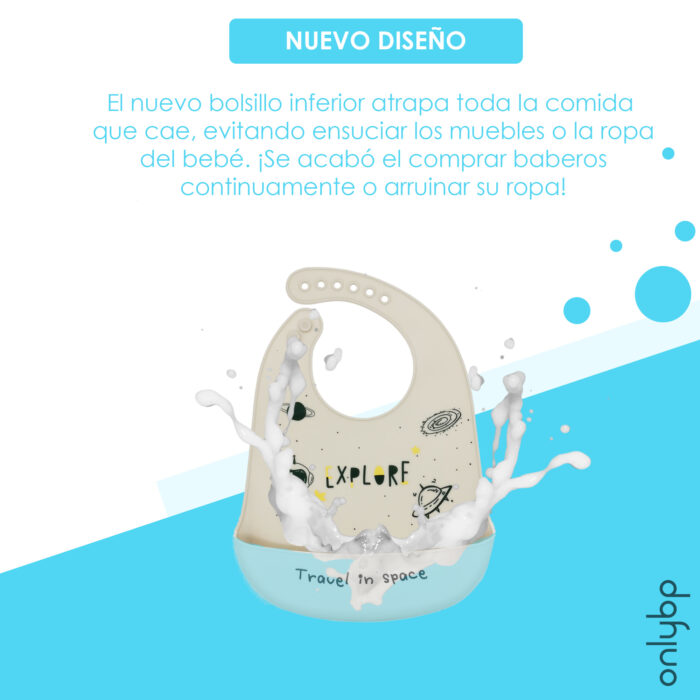 Set 2 Baberos Unisex de Silicona Impermeables con Tenedor y Cuchara de regalo - Imagen 4