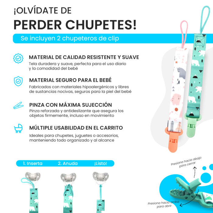 Set 4 Chupetes de Silicona para Bebés 0-6 meses con Tetina Fisiológica - Imagen 5