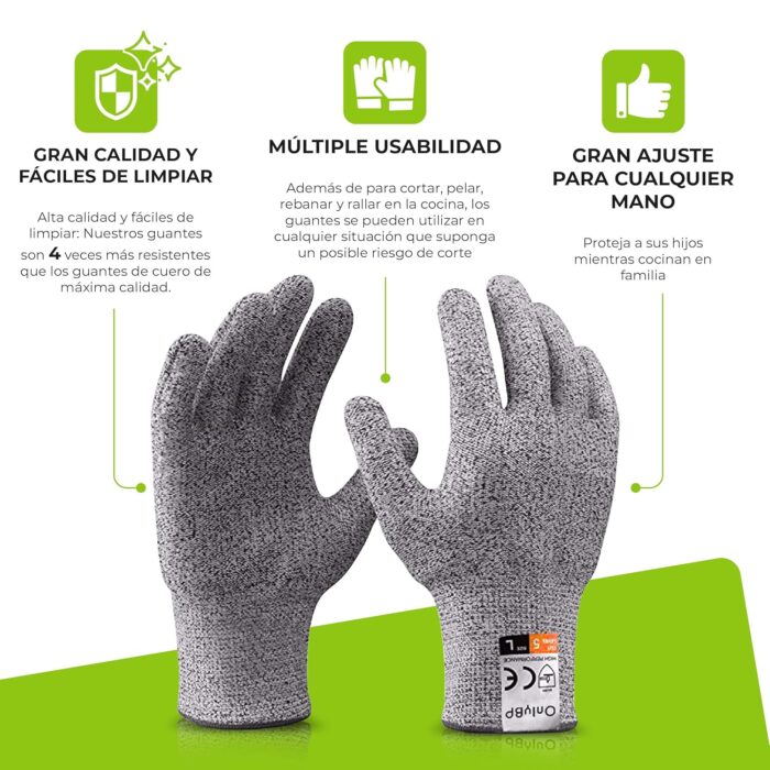 Guantes Anticorte (1 par) - Guantes Resistentes a los Cortes Nivel 5 - Imagen 4