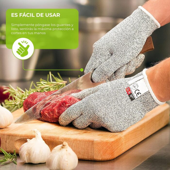 Guantes Anticorte (1 par) - Guantes Resistentes a los Cortes Nivel 5 - Imagen 2